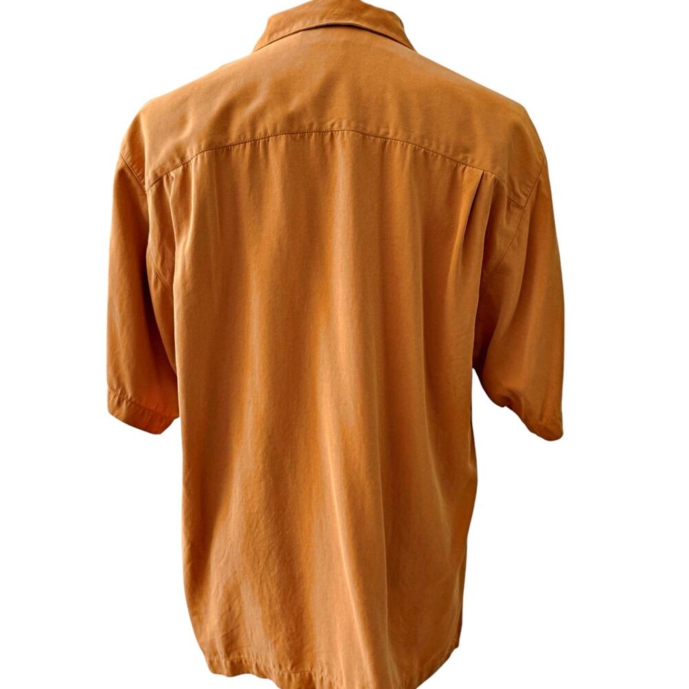 Tommy Bahama 100% Silk Tangerine Orange S/S Button Down Shirt - Picture 3 of 7